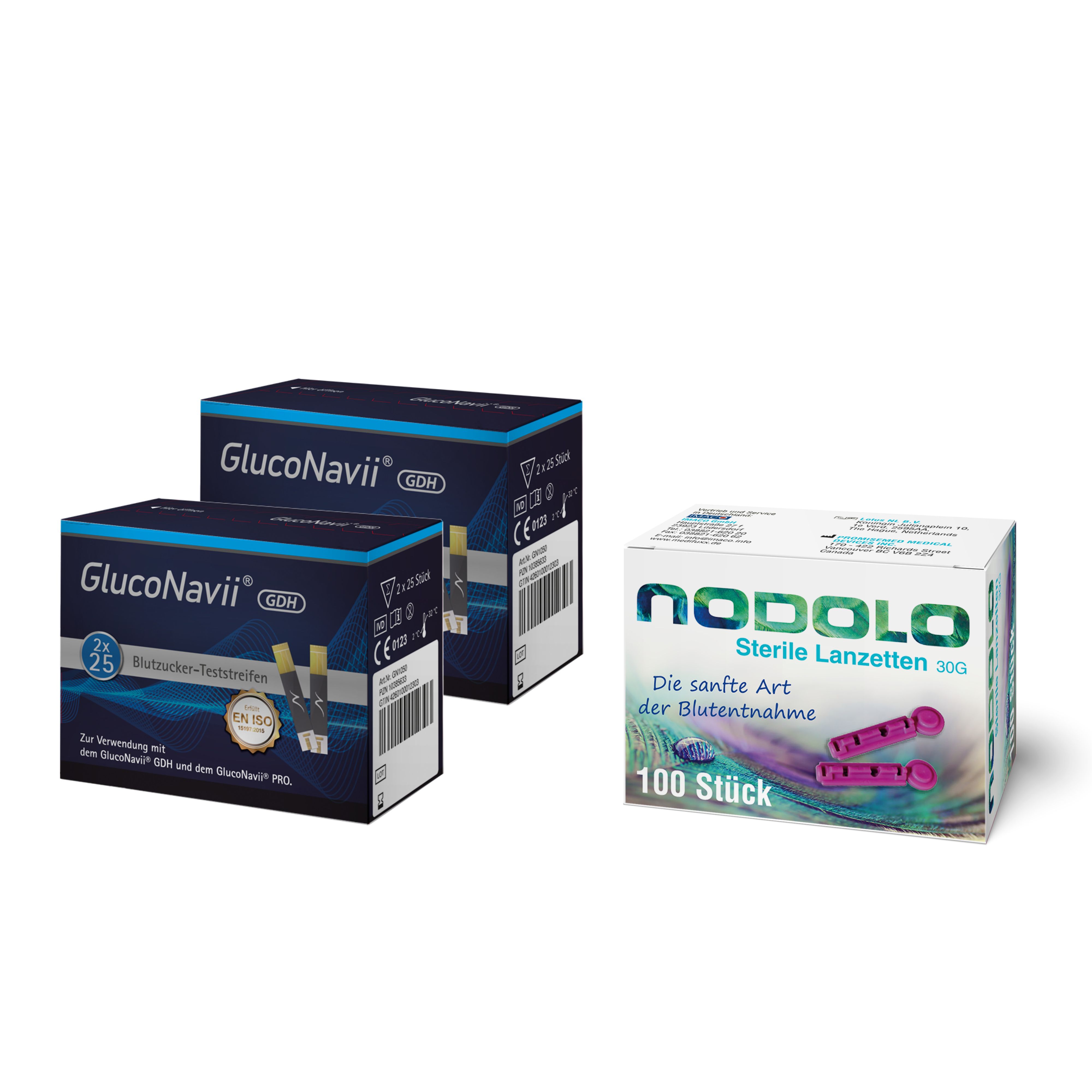 GlucoNavii® PRO Blutzucker-Teststreifen 100 Stück + 100 Lanz