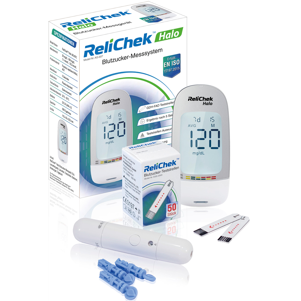 ReliChek Blutzuckermessgerät mit 50 Blutzucker Teststeifen