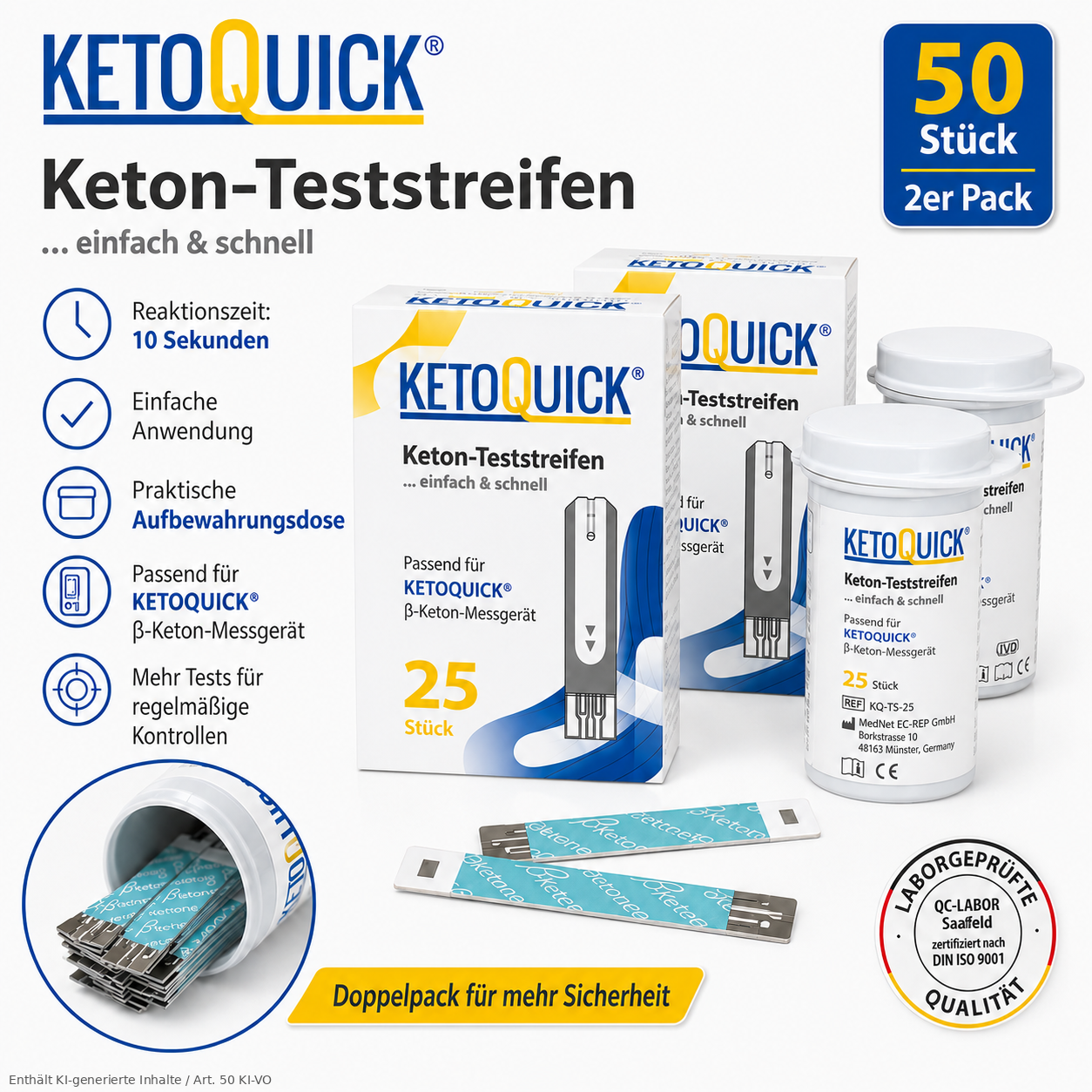 KetoQuick Keton-Teststreifen, 50 Stück