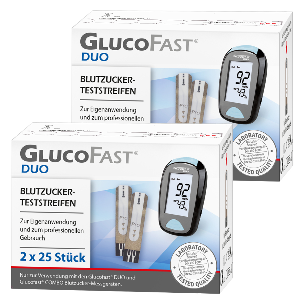 Glucofast DUO Blutzucker Teststreifen, 100 Stück