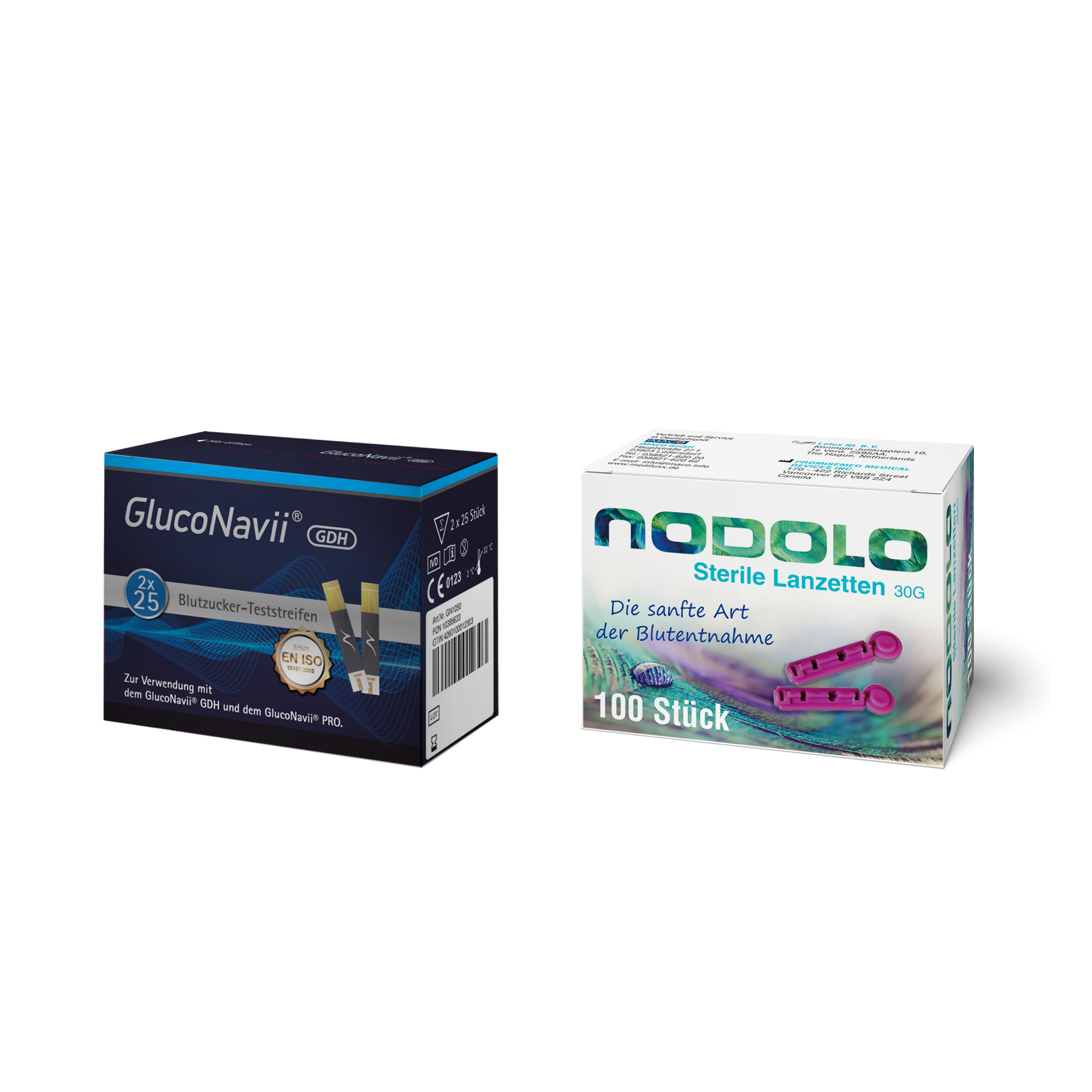 GlucoNavii® PRO Blutzucker-Teststreifen 50 Stück + 100 Lanz