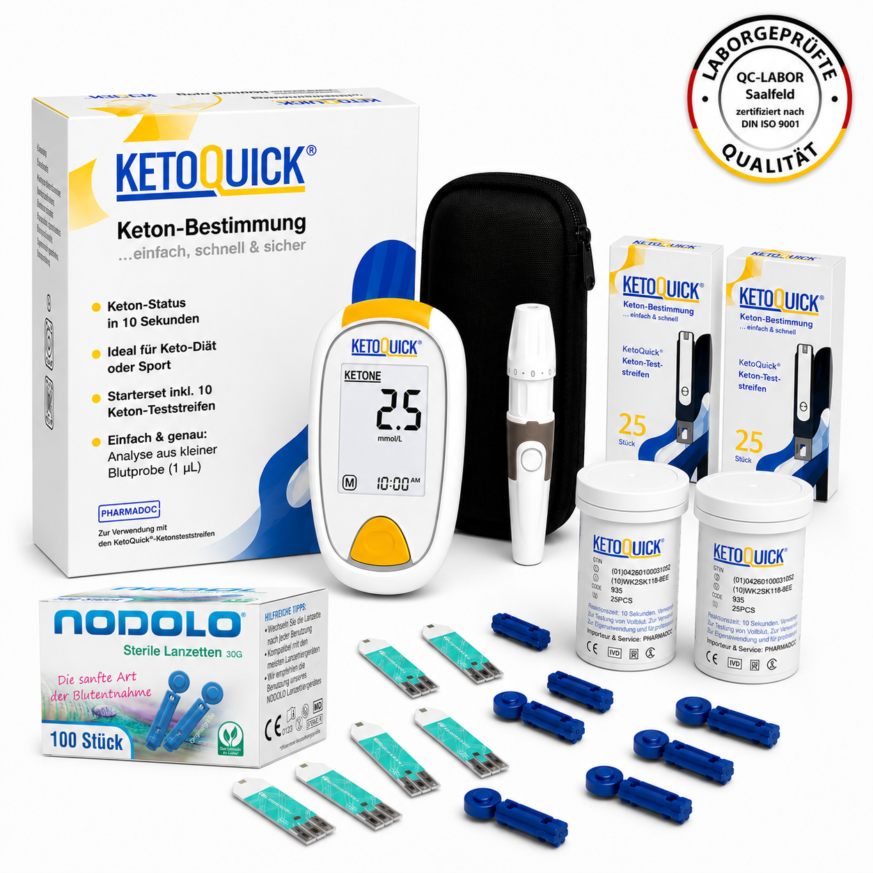 KetoQuick Kombiset mit 60 Teststreifen +110 Lanzetten
