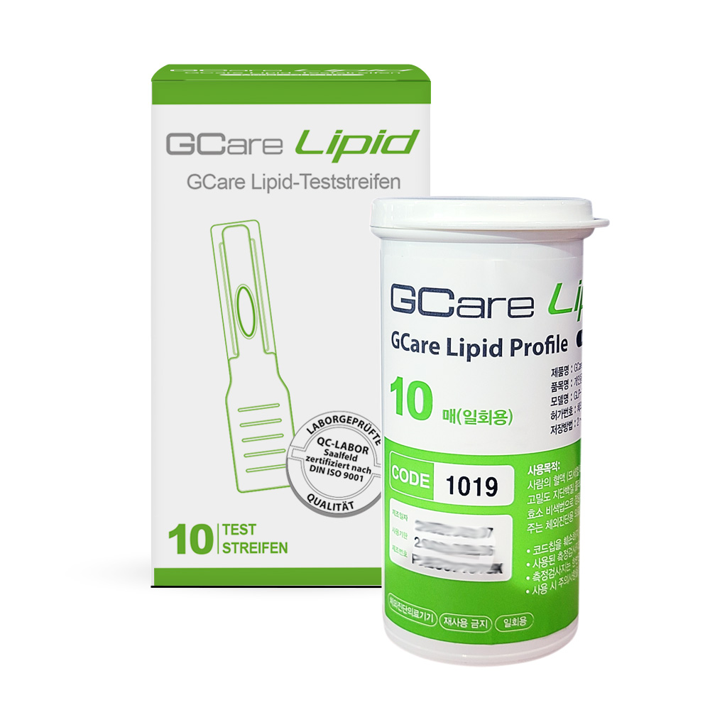 GCare Lipid Teststreifen 10 Stück (TC, TG, HDL& kalk. LDL)