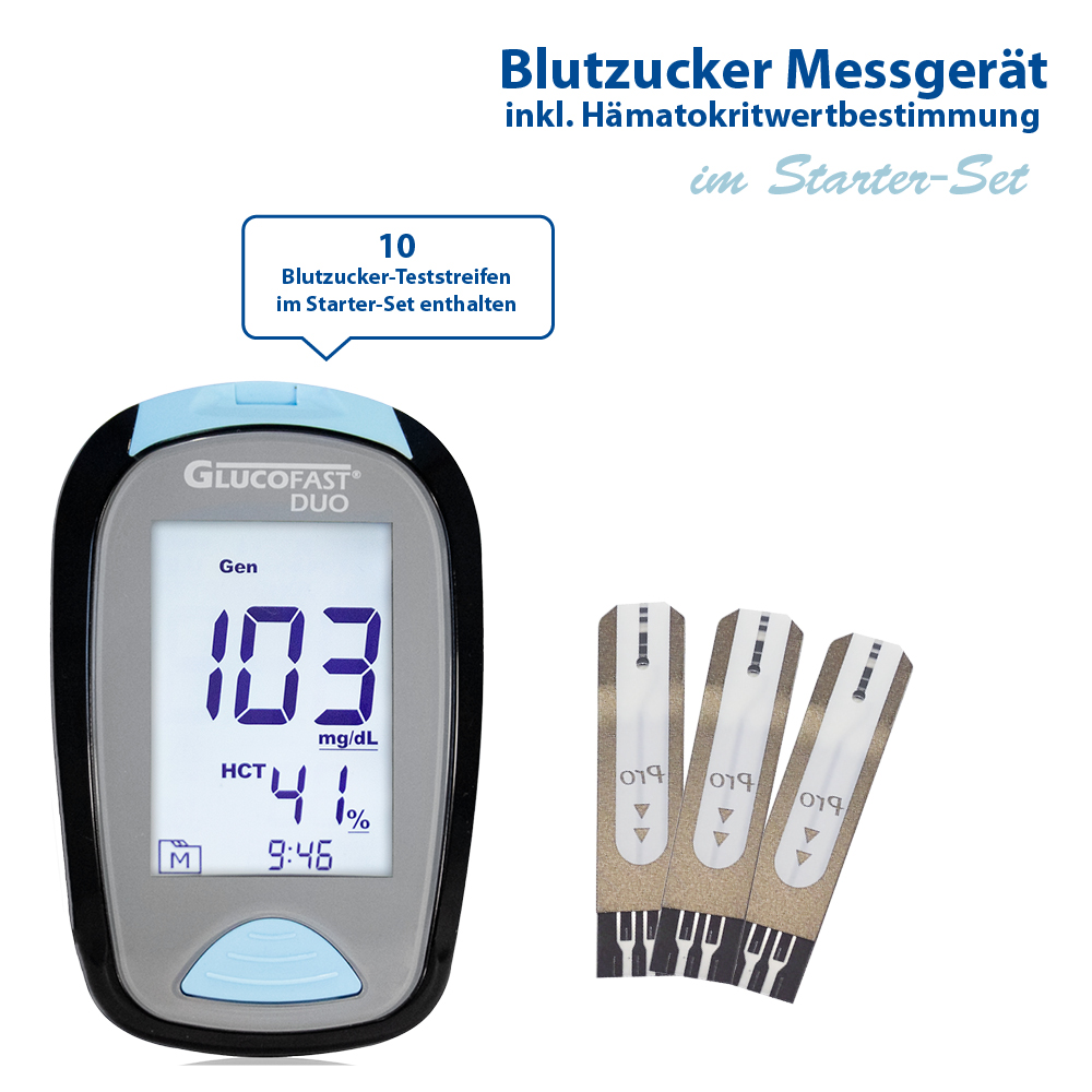 Glucofast DUO Blutzucker Messgerät, mg/dl